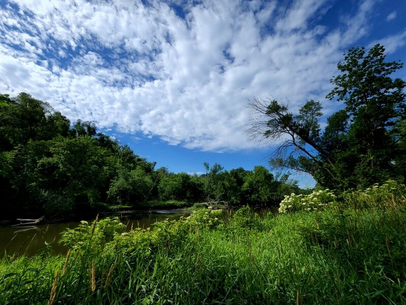 The trail follows along the Cannon River.