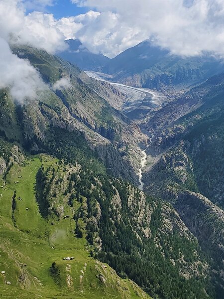 Looking towards the snout end of the Aletsch Glacier.