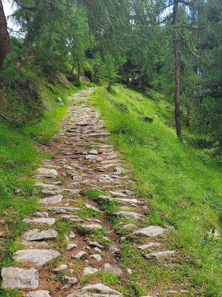 Old stone road just below the ridge.