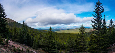 The view along a trail to Pikes Peak