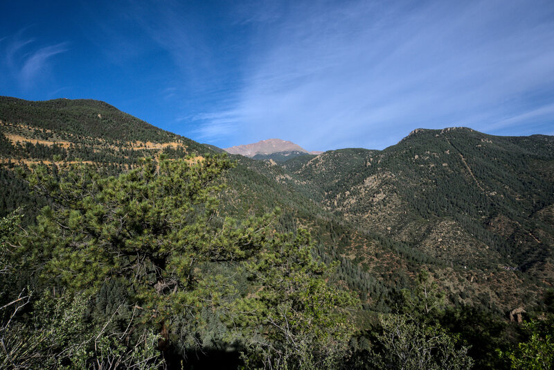 Pikes Peak and the Manitou Incline seen from Red Mountain