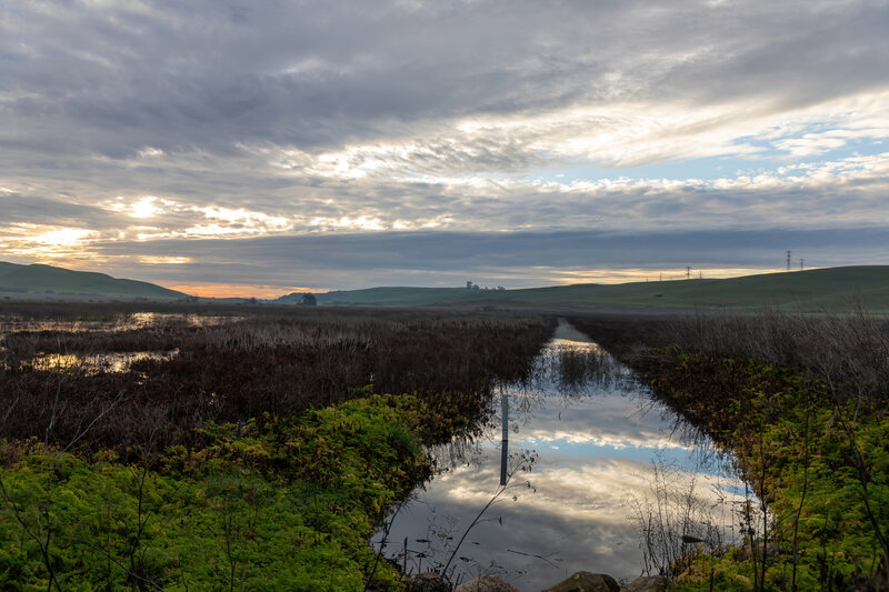 Reflections in the main canal through Tolay Lake