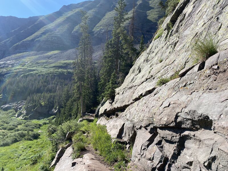 Very unique "ramp" entrance to the top of one of the rock faces. Finding it can be difficult.