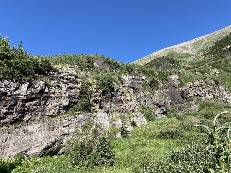 An example of one of many rock faces that you'll have to navigate to the top of. The ill-maintained trail means route-finding!