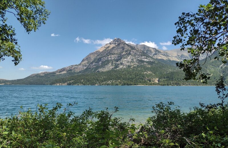 Vimy Peak, 7,805 ft., is seen across Upper Waterton Lake, looking east from Lakeshore Trail.