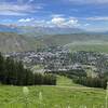 Looking down at the town of Jackson from Summit Trail #4040A. The far ridge is Grand Teton NP.