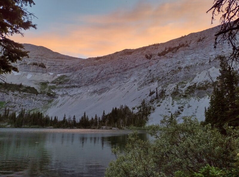 Evening at Window Mountain Lake trail camp.