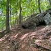 Rocky cave on the trail