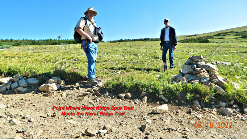 Unmarked point where the Spur Trail intersects the main Niwot Ridge Trail.