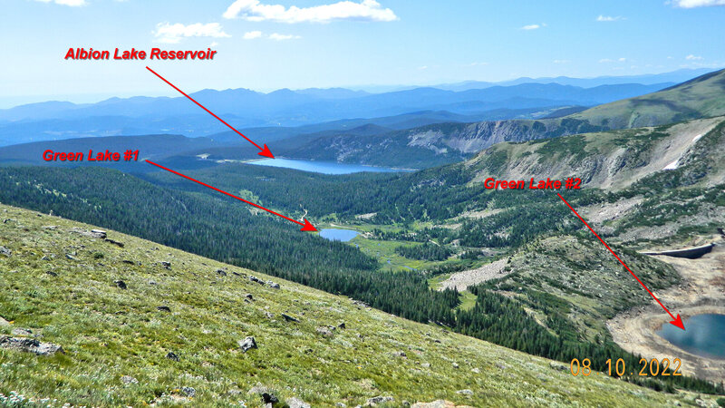 Albion Lake and two of the five Green Lakes.