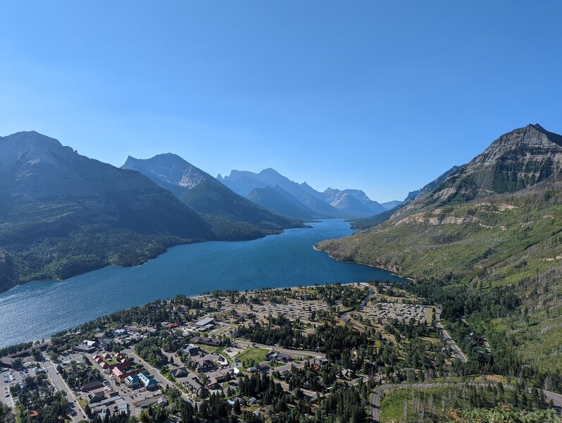 Looking down on Waterton from Bear's Hump.