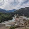 Looking back at the Smoky River as it flows from the distance towards the Sulphur Gates where it meets the Sulphur River.