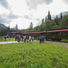 Getting off the train at the trailhead.