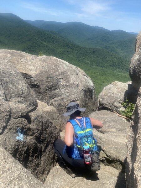 Our first time going straight down in a trail. Very safe, though.