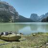 Lunch time on the north shore of Upper Green River Lake while packrafting the Green River Lakes.