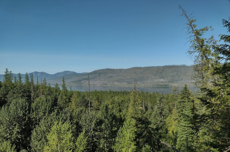 Lake McDonald is seen to the west when descending the switchbacks.