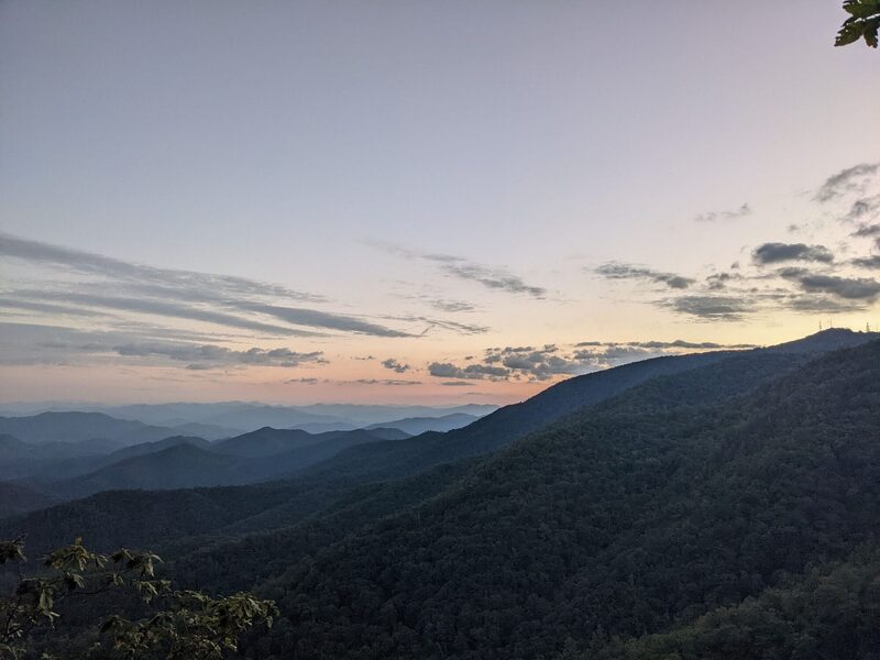 View from the Baxton Cliff overlook around sunset