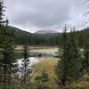 View of Grouse Mountain from the north side of Grouse Lake at the end of the trail.