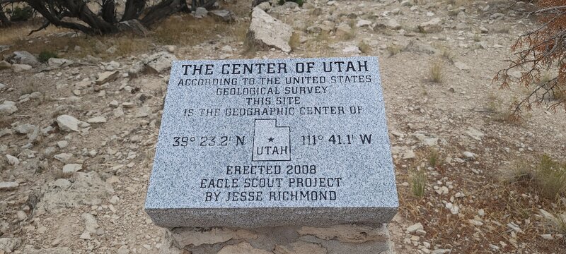 Marker at the end of the Geographical Center of Utah Trail.