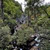 The multi-tiered, 150-foot-tall drop of Dukes Creek Falls.