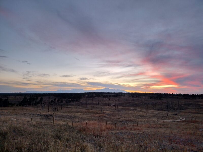 Pike's Peak at sunset from the easter Palmer Divide.