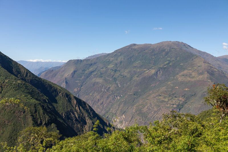 View from the first terraces after entering Choquequirao across the Rio Apurimac Valley.