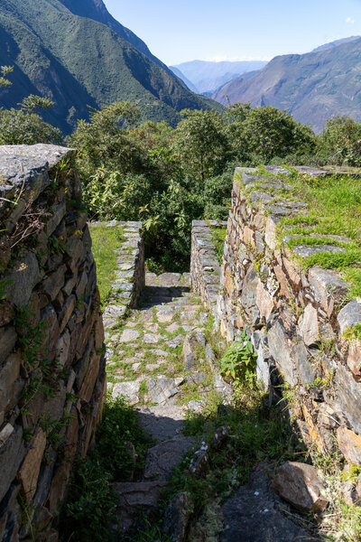 One of the steep staircases between terraces