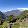 The palace of Choquequirao with the Rio Apurimac valley in the background.