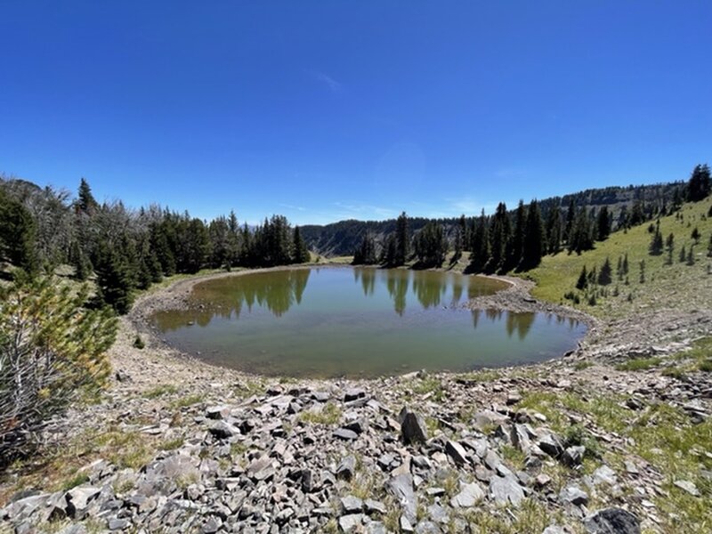 A beautiful high alpine lake along the Gallatin Crest portion of the route.