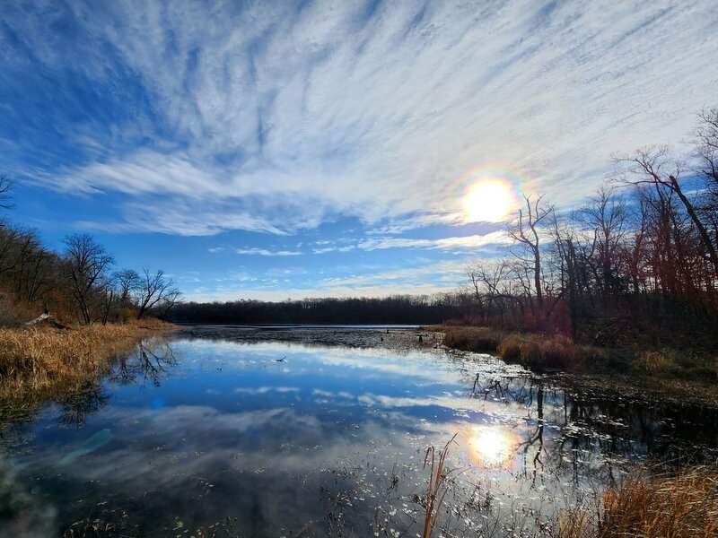 Grass Lake from the North Country Trail on a late fall day.