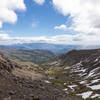 Looking down one of the valleys east of the Pacific Crest Trail.