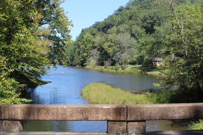 Looking back along the lake from the small bridge just out from the Overton Lodge.