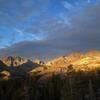 Clyde Minaret, Mount Ritter, and Banner Peak from above Clarice Lake