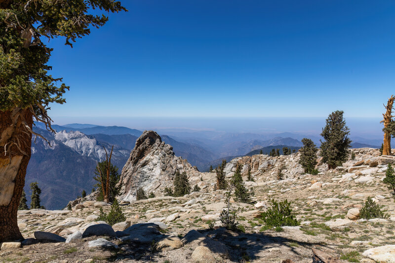 Taking a breath during the final ascent to Alta Peak and looking back west.