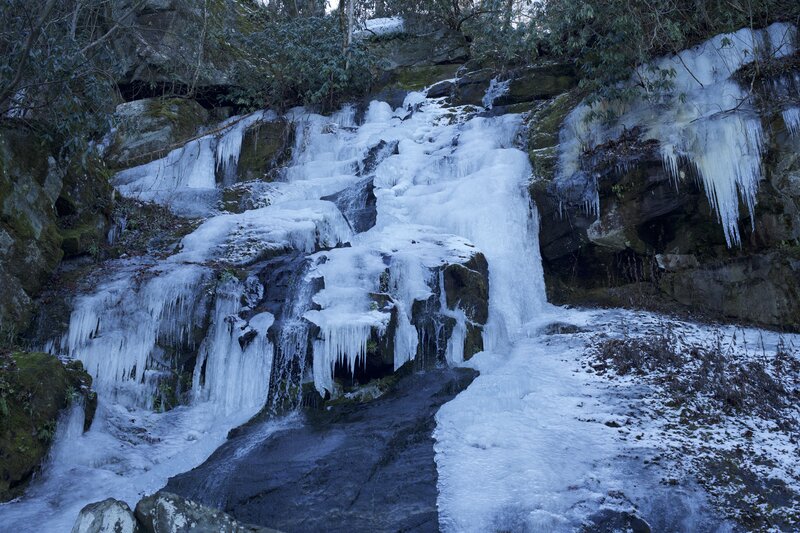 Hen Wallow Falls on a cold winter day after a week of below freezing temperatures. It's beautiful when covered in ice.