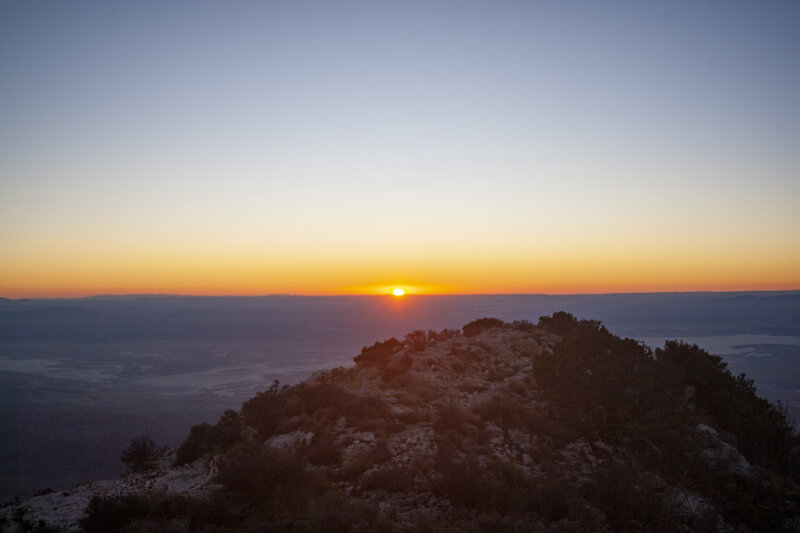 Sunset from Guadalupe Peak in December, 2022.
