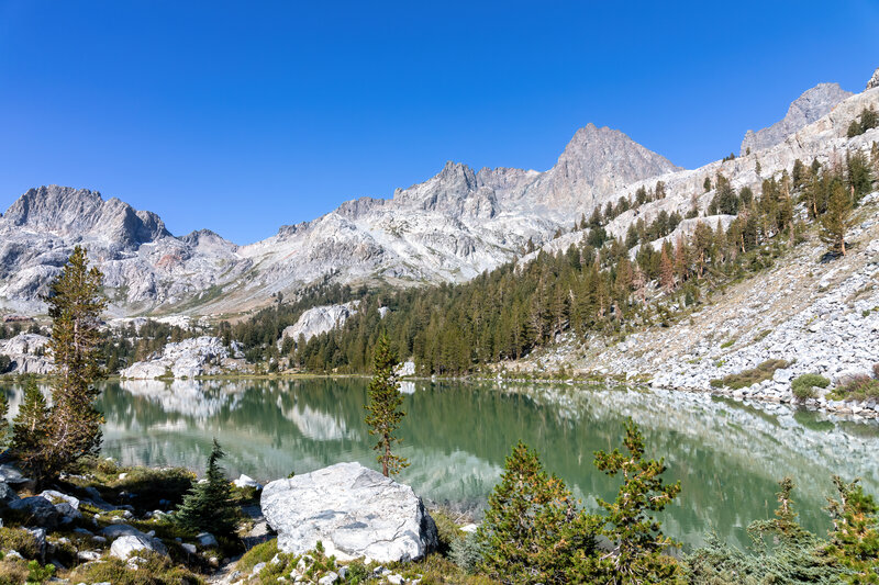 Ediza Lake with Mount Ritter in the background.