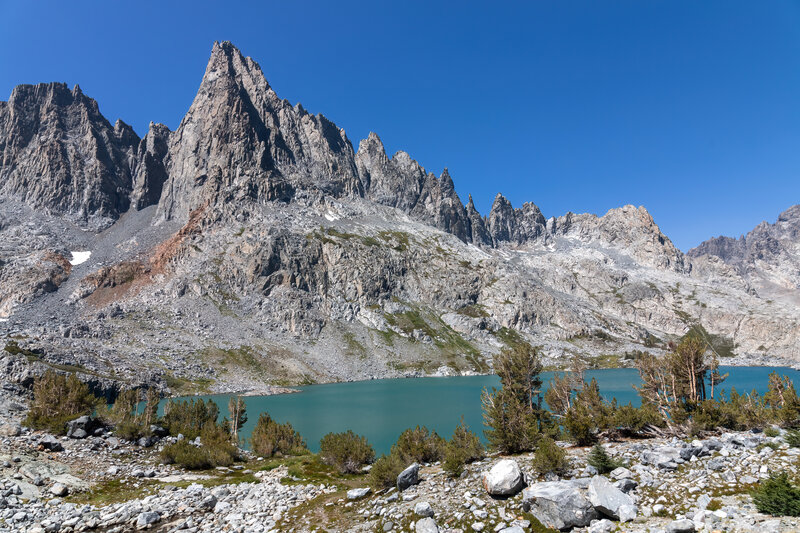 Clyde Minaret towering above Cecile Lake