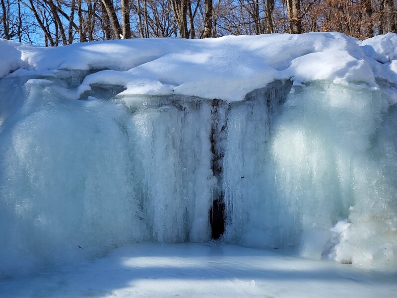 Close-up of Hidden Falls in winter