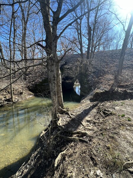 This is a 0.7 mile, creek side nature trail. It is moderately difficult. This trail loops into another 1 mile paved walking trail.  The park offers disc golf. The park also consists of a sports complex. There is a veterans memorial located adjacent.