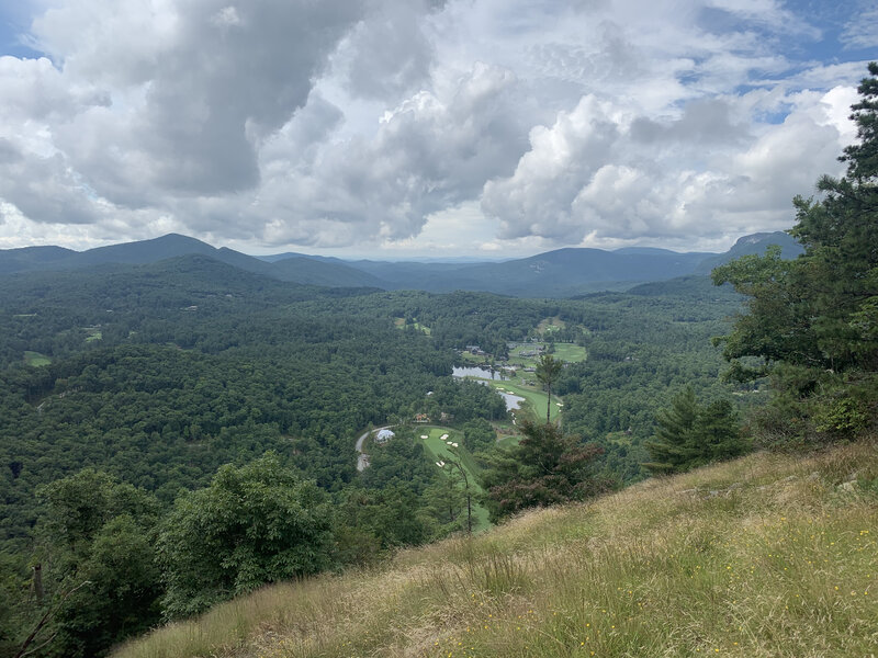 View from the trail on Rock Mountain overlooking High Hampton and Cashiers Valley.
