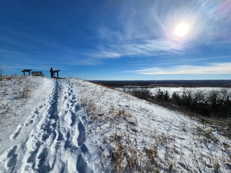 The viewpoint on the bluff in winter.