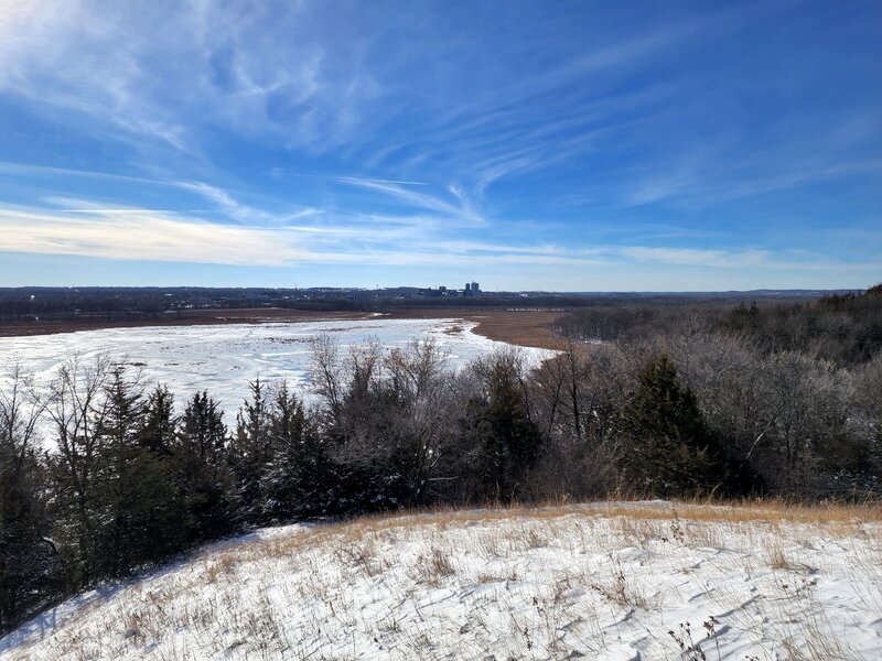 The view to the southwest in winter from atop the bluff in the R.T. Anderson Conservation Area.