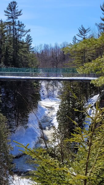 View of the Seventh Falls Suspension Bridge.