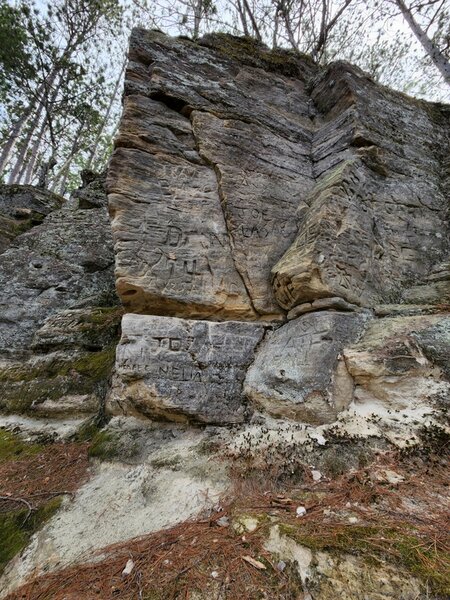 One of the cliffs with unsightly carvings.