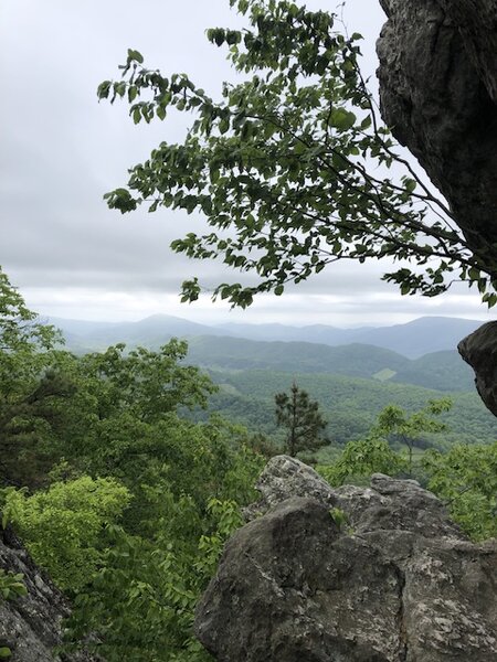 From the blue blaze trail end next to the "tooth" facing east!