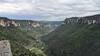 East view of the valley from Mejan and Tarn cliffs with a vulture flying.