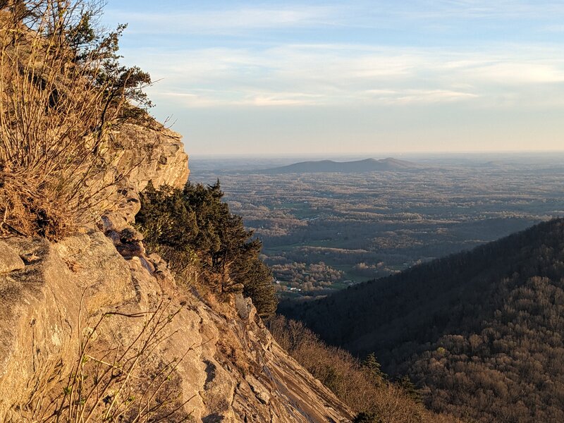 Looking at a pinnacle on the top of the rock face.