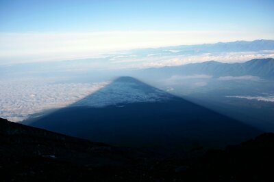 The shadow of Mount Fuji from the summit.