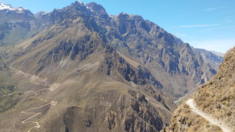 A vista looking down at the switchbacks.